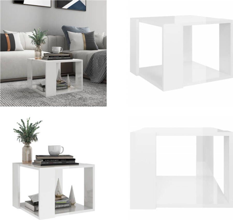 VidaXL Salontafel 40x40x30 cm bewerkt hout hoogglans wit Bijzettafeltje Bijzettafeltjes Salontafel Salontafels