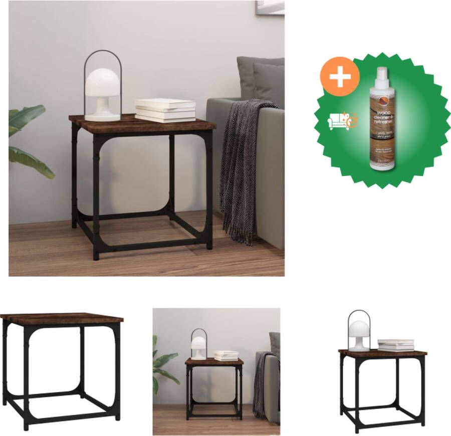 VidaXL Bijzettafel Gerookt Eiken Industriële Stijl 40 x 40 x 40 cm Tafel Inclusief Houtreiniger en verfrisser