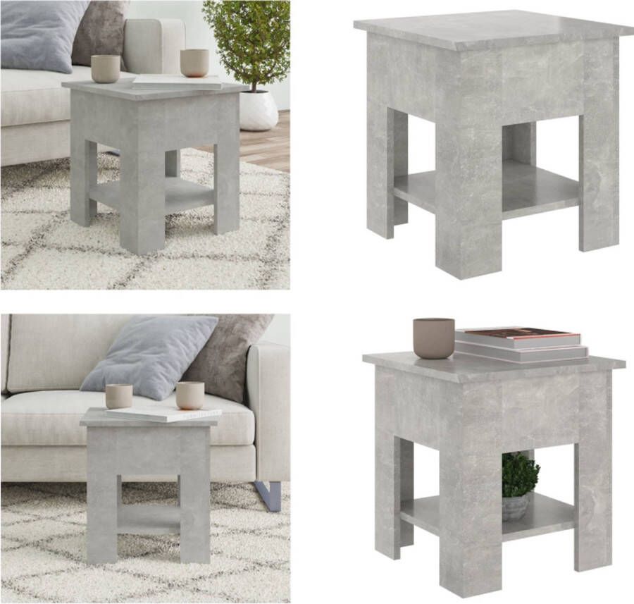 VidaXL Salontafel 40x40x42 cm bewerkt hout betongrijs Salontafel Salontafels Koffietafel Woonkamertafel