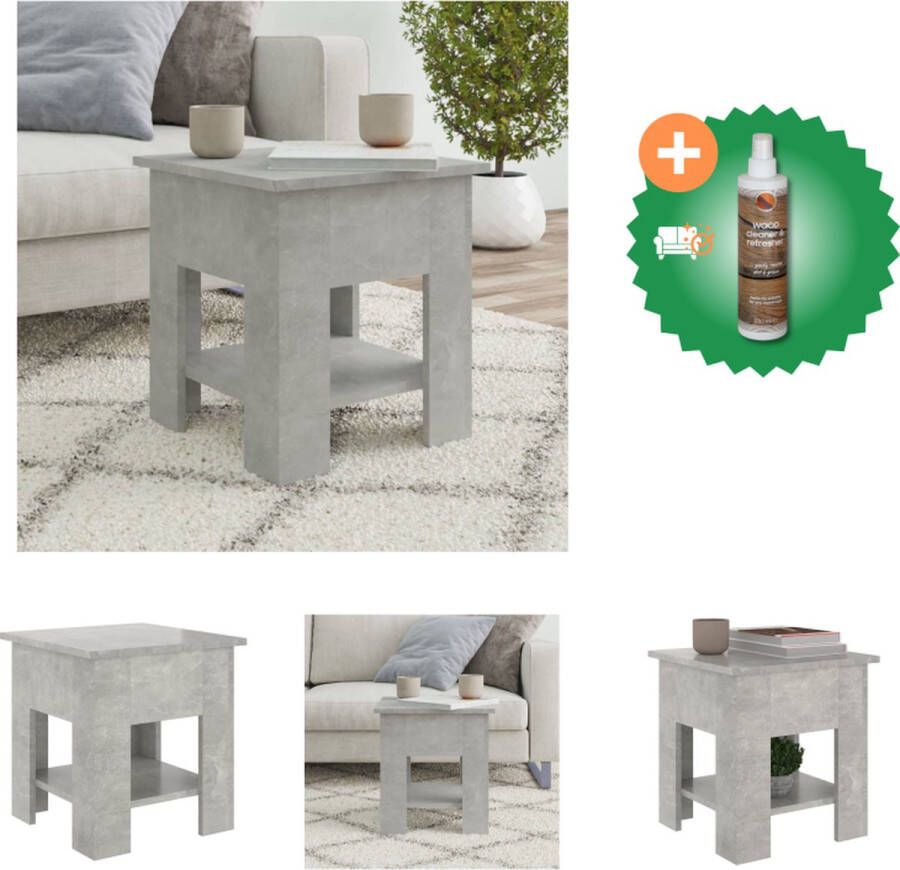 VidaXL Salontafel 40x40x42 cm bewerkt hout betongrijs Tafel Inclusief Houtreiniger en verfrisser