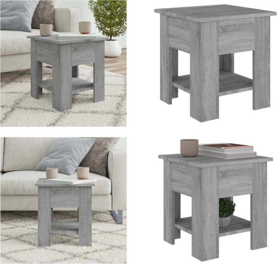 VidaXL Salontafel 40x40x42 cm bewerkt hout grijs sonoma eikenkleurig Salontafel Salontafels Koffietafel Woonkamertafel