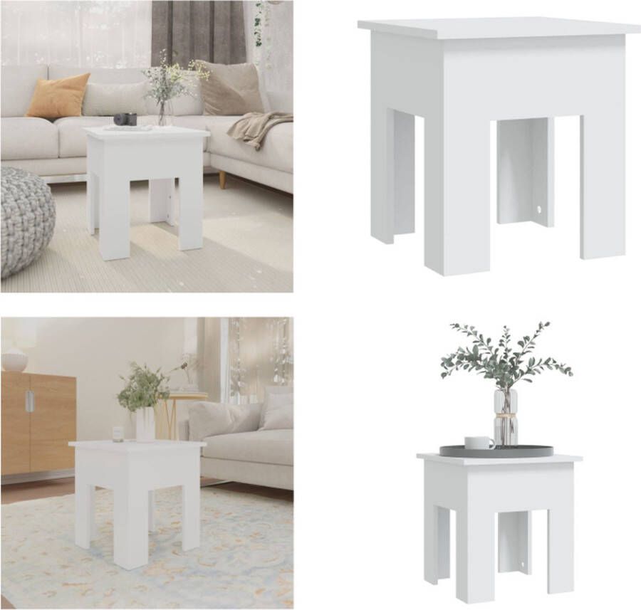VidaXL Salontafel 40x40x42 cm bewerkt hout wit Salontafel Salontafels Woonkamertafel Banktafel - Foto 2