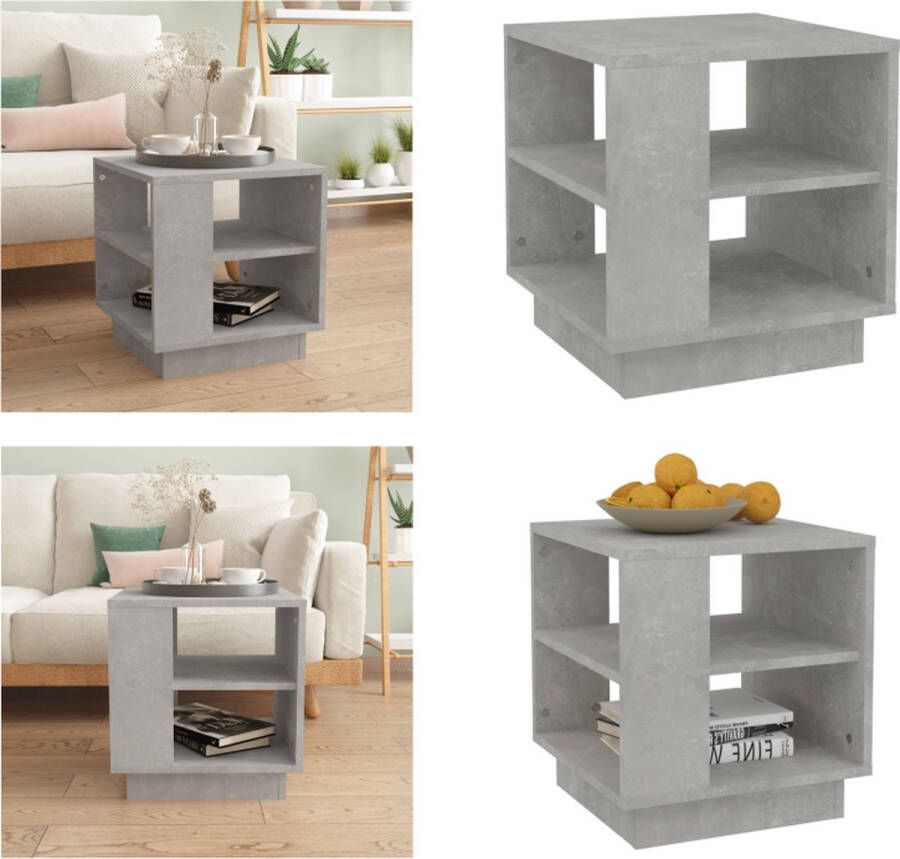 VidaXL Salontafel 40x40x43 cm bewerkt hout betongrijs Salontafel Salontafels Woonkamertafel Banktafel