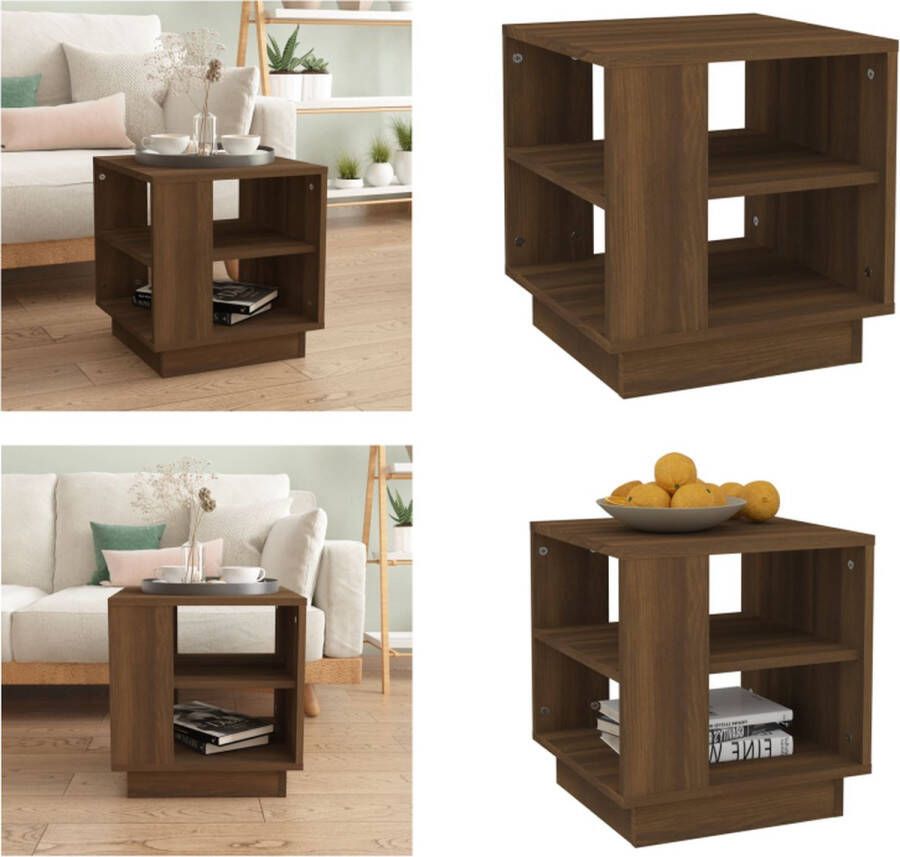 VidaXL Salontafel 40x40x43 cm bewerkt hout bruineikenkleurig Salontafel Salontafels Woonkamertafel Banktafel