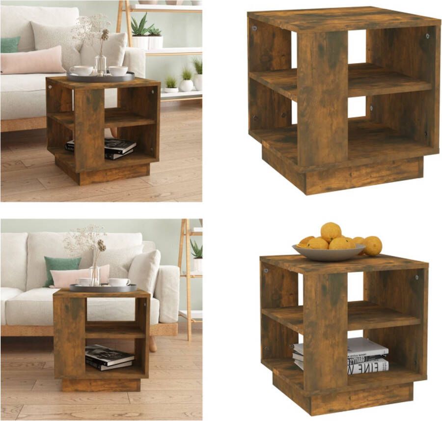 VidaXL Salontafel 40x40x43 cm bewerkt hout gerookt eikenkleurig Salontafel Salontafels Woonkamertafel Banktafel