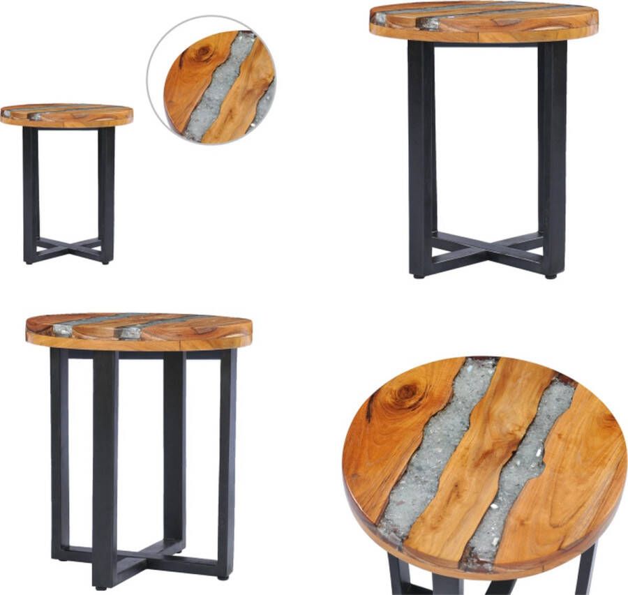 VidaXL Salontafel 40x45 cm massief teakhout en polyresin Salontafel Salontafels Bijzettafel Bijzettafels