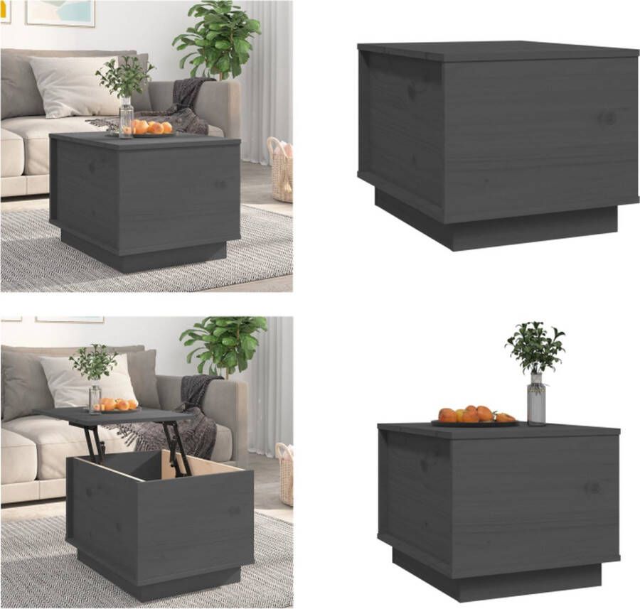 VidaXL Salontafel 40x50x35 cm massief grenenhout grijs Salontafel Salontafels Tafel Bijzettafel