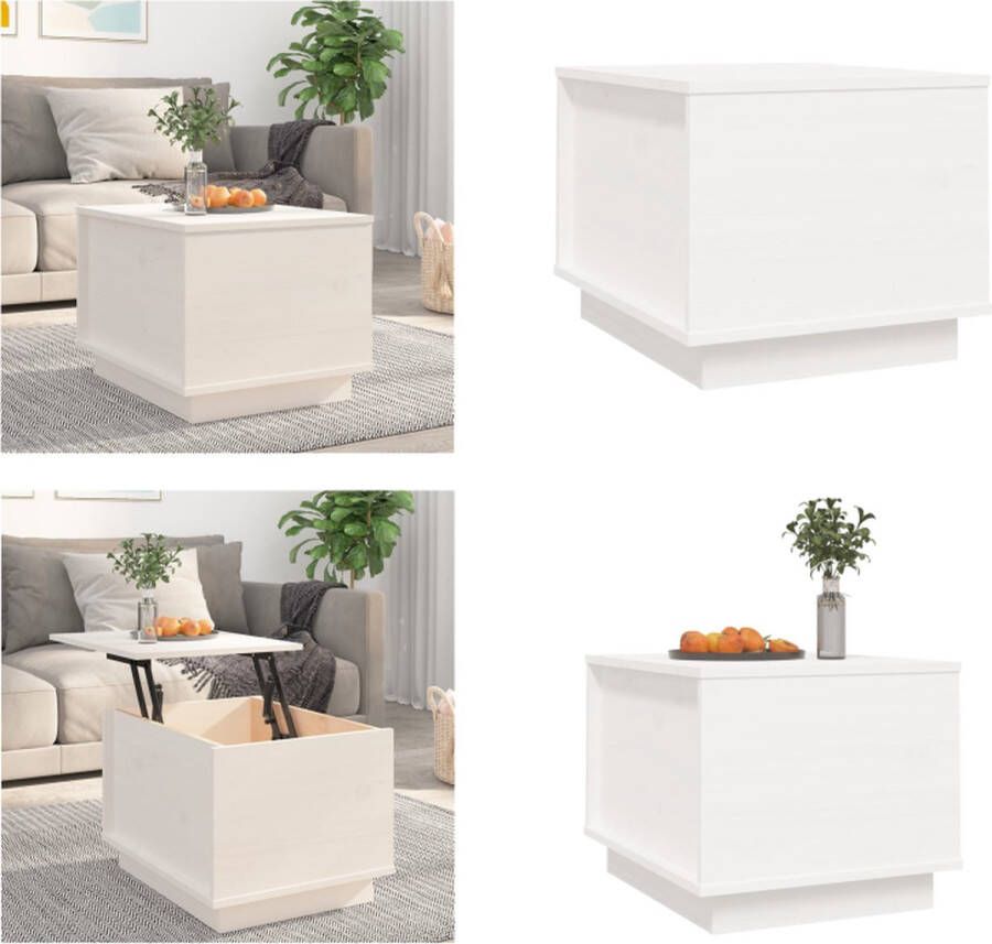 VidaXL Salontafel 40x50x35 cm massief grenenhout wit Salontafel Salontafels Tafel Bijzettafel
