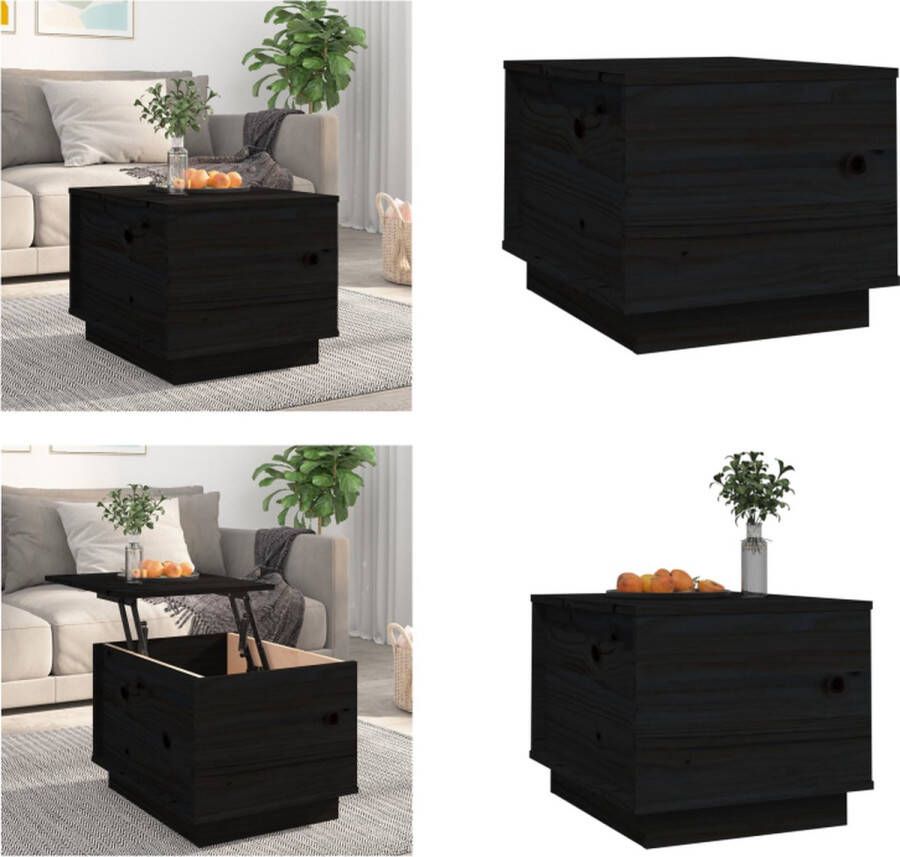 VidaXL Salontafel 40x50x35 cm massief grenenhout zwart Salontafel Salontafels Tafel Bijzettafel