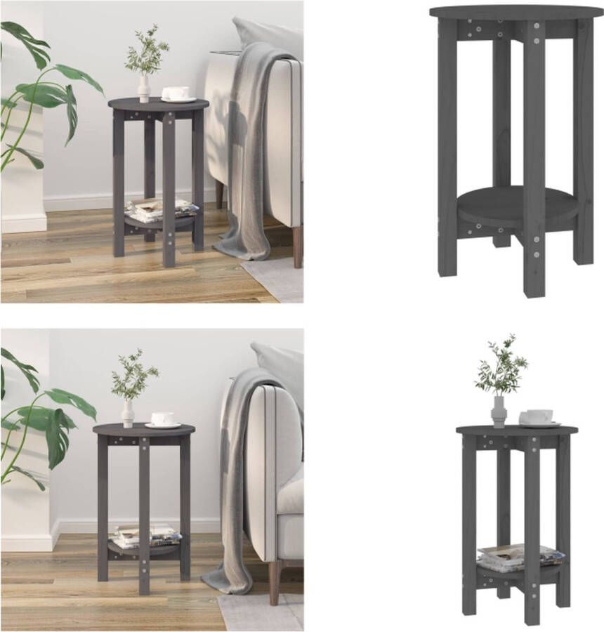 VidaXL Salontafel Ø 40x60 cm massief grenenhout grijs Salontafel Salontafels Tafel Bijzettafel