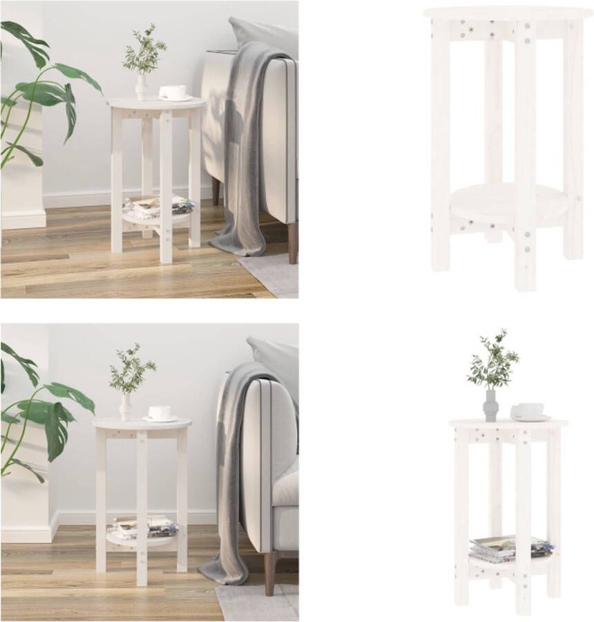 VidaXL -Salontafel-Ø-40x60-cm-massief-grenenhout-wit - Foto 2