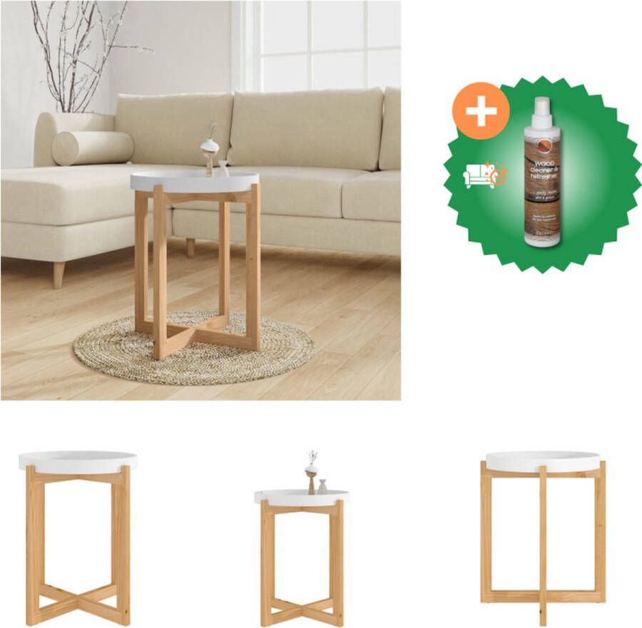VidaXL Salontafel 41x41x48-5 cm bewerkt hout en grenenhout wit Tafel Inclusief Houtreiniger en verfrisser