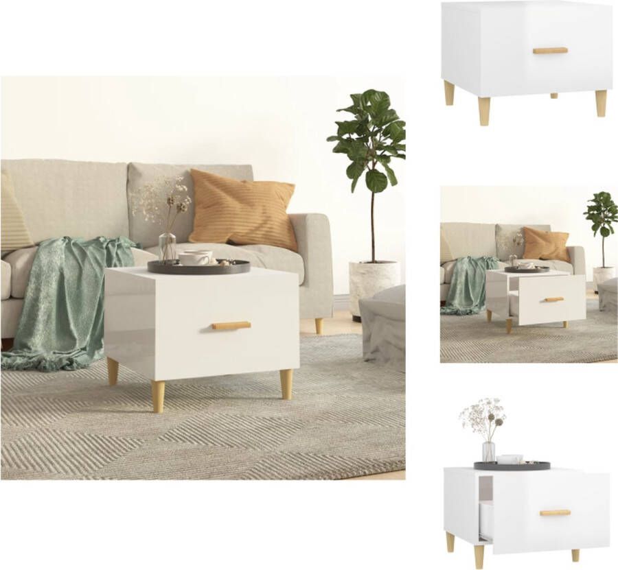 VidaXL Salontafel Salontafels Tafel Bijzettafel Salontafel 50x50x40 cm bewerkt hout hoogglans wit - Foto 2