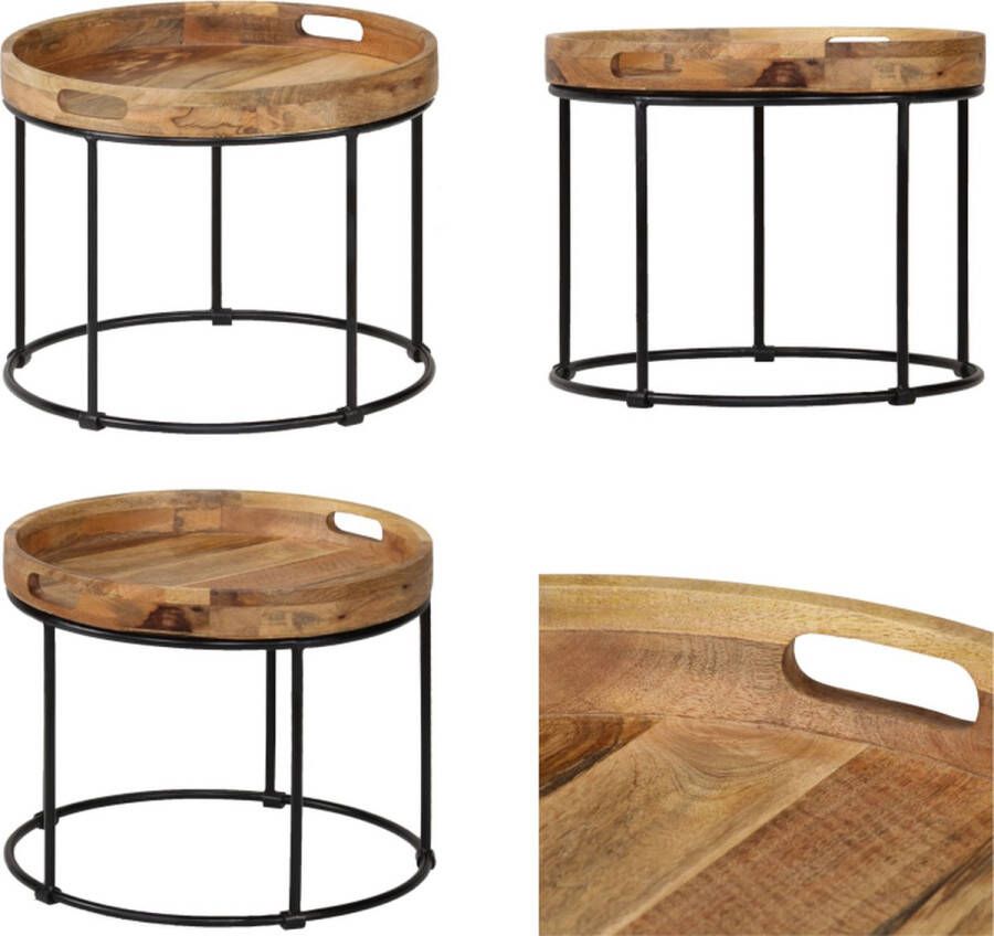 VidaXL Salontafel 50x40 cm massief mangohout en staal Salontafel Tafeltje Tafeltjes