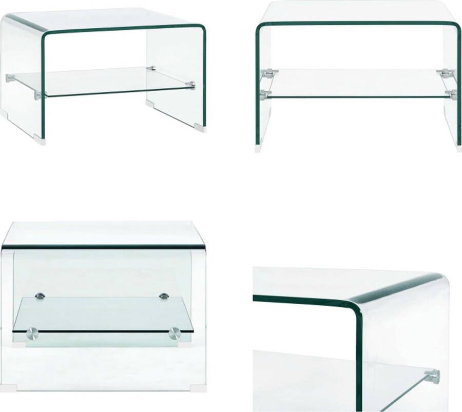 VidaXL Salontafel 50x45x33 cm gehard glas transparant Salontafel Salontafels Salon Tafel Salon Tafels