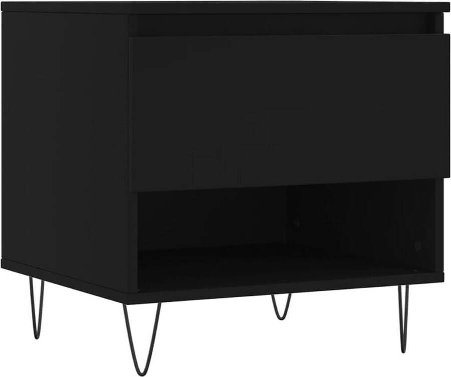 VidaXL Salontafel Bewerkt hout Zwart 50x46x50 cm Salontafel Bijzettafel Houten Salontafel Zwarte Salontafel Trendige Salontafel Compact Salontafel Met Lade Salontafel Met Opbergvak