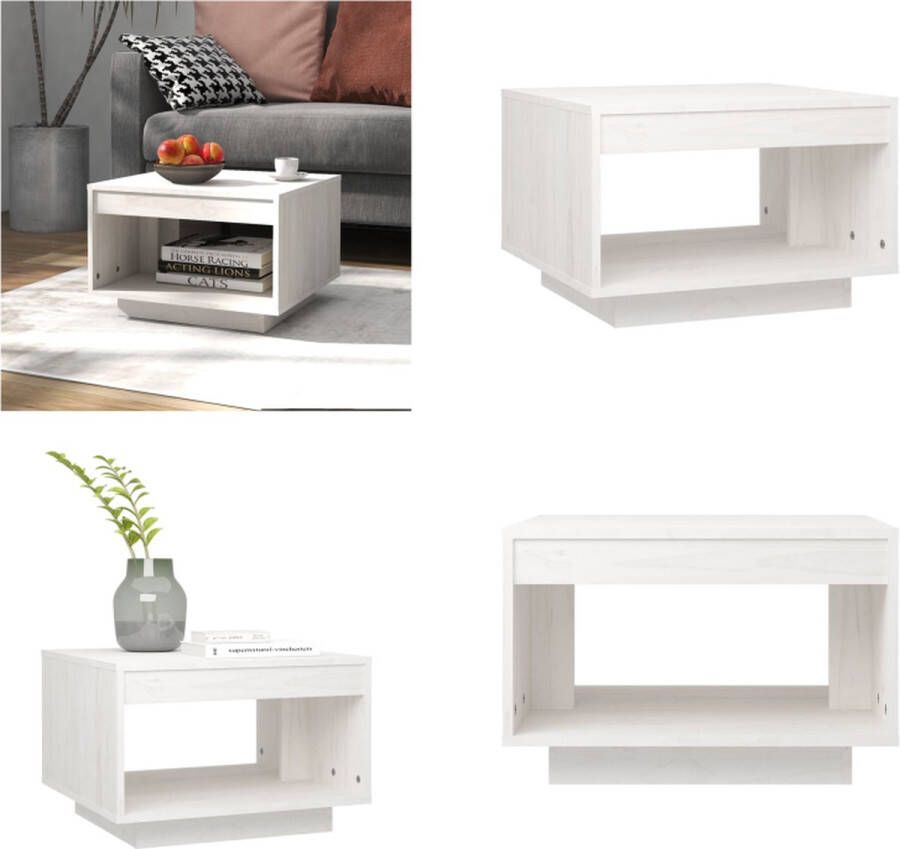 VidaXL Salontafel 50x50x33-5 cm massief grenenhout wit Salontafel Salontafels Tafel Tafels