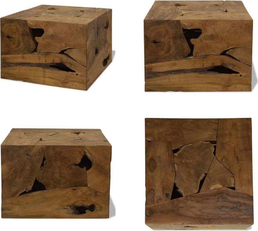 VidaXL Salontafel 50x50x35 cm echt teakhout bruin Salontafel Salontafels Bijzettafeltje Bijzettafels
