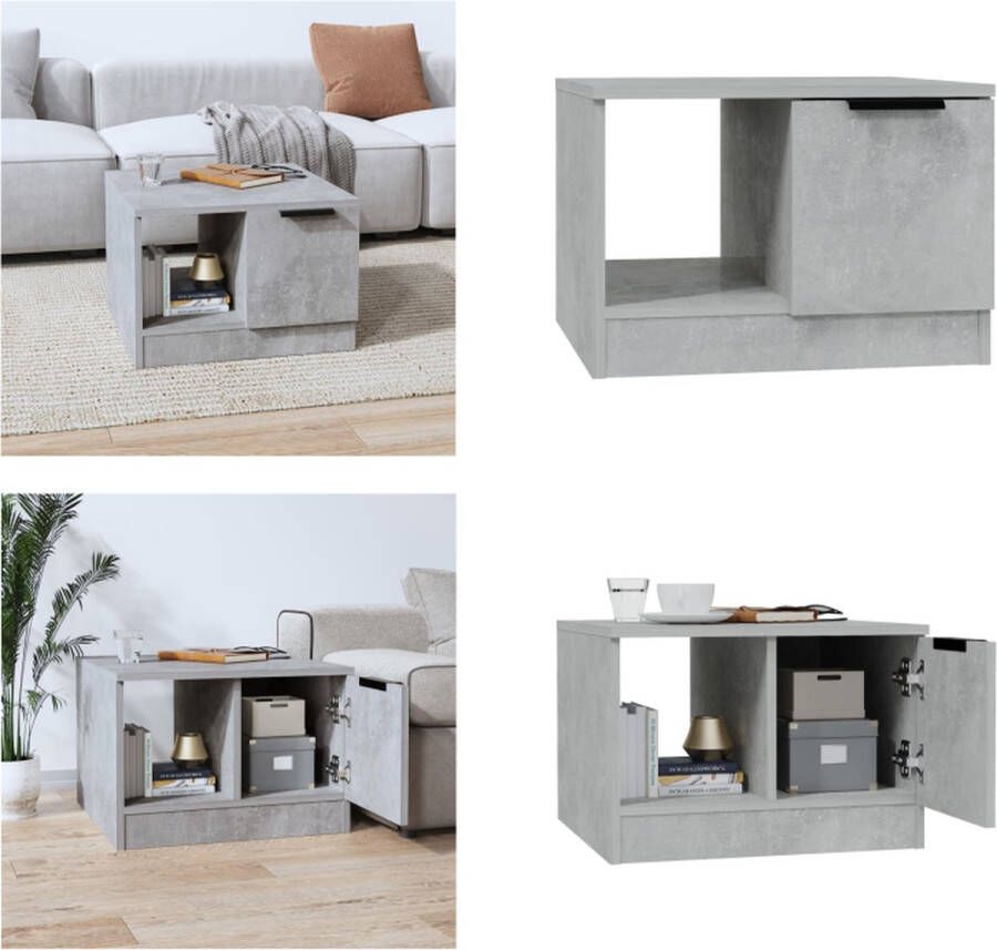 VidaXL Salontafel 50x50x36 cm bewerkt hout betongrijs Salontafel Salontafels Bijzettafel Tafel
