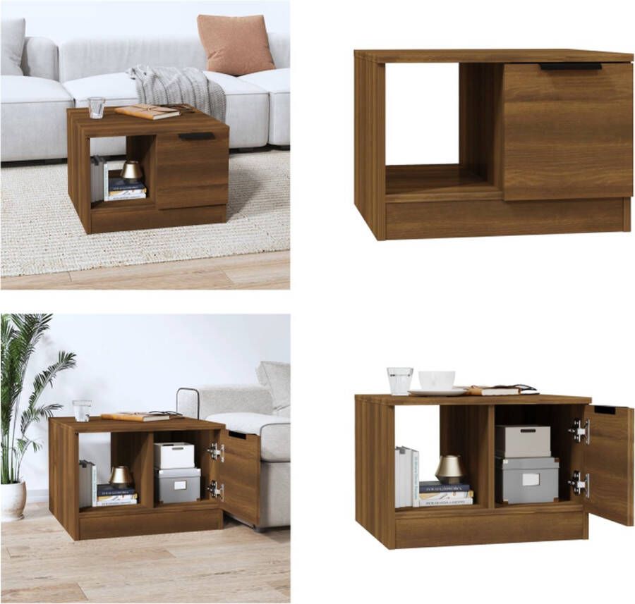 VidaXL Salontafel 50x50x36 cm bewerkt hout bruineikenkleurig Salontafel Salontafels Bijzettafel Tafel