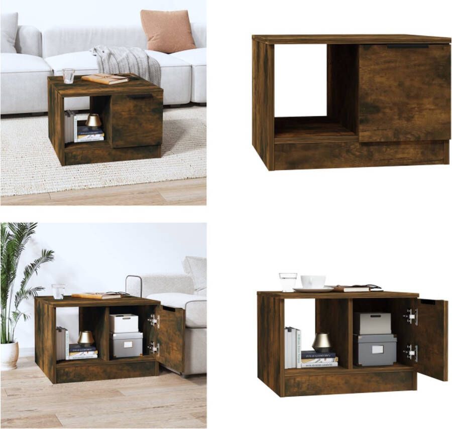 VidaXL Salontafel 50x50x36 cm bewerkt hout gerookt eikenkleurig Salontafel Salontafels Bijzettafel Tafel