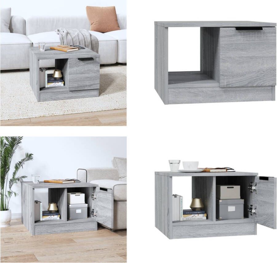 VidaXL Salontafel 50x50x36 cm bewerkt hout grijs sonoma eikenkleurig Salontafel Salontafels Bijzettafel Tafel