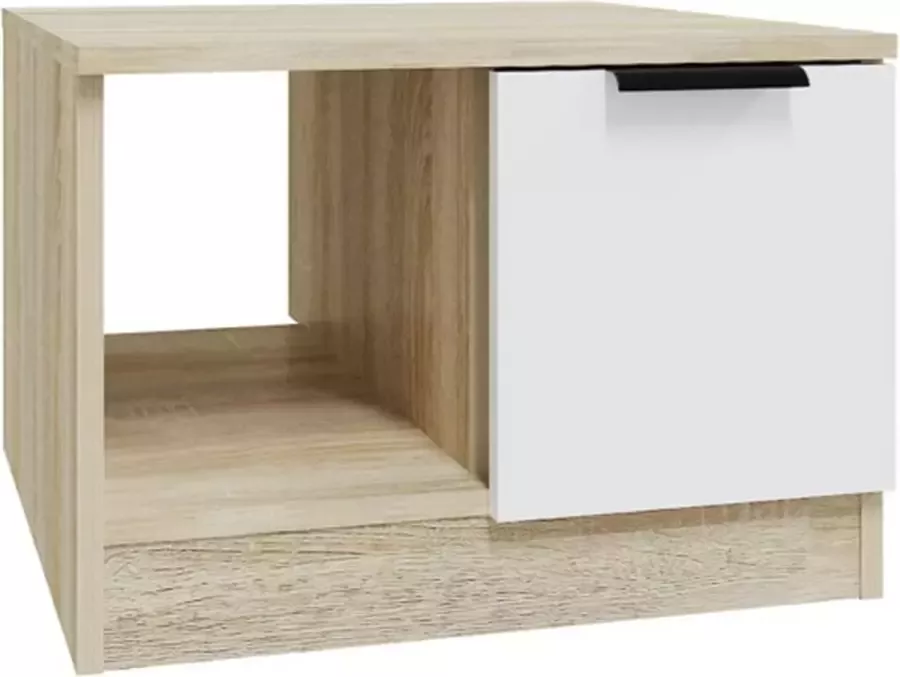 VidaXL -Salontafel-50x50x36-cm-bewerkt-hout-wit-en-sonoma-eikenkleurig - Foto 3