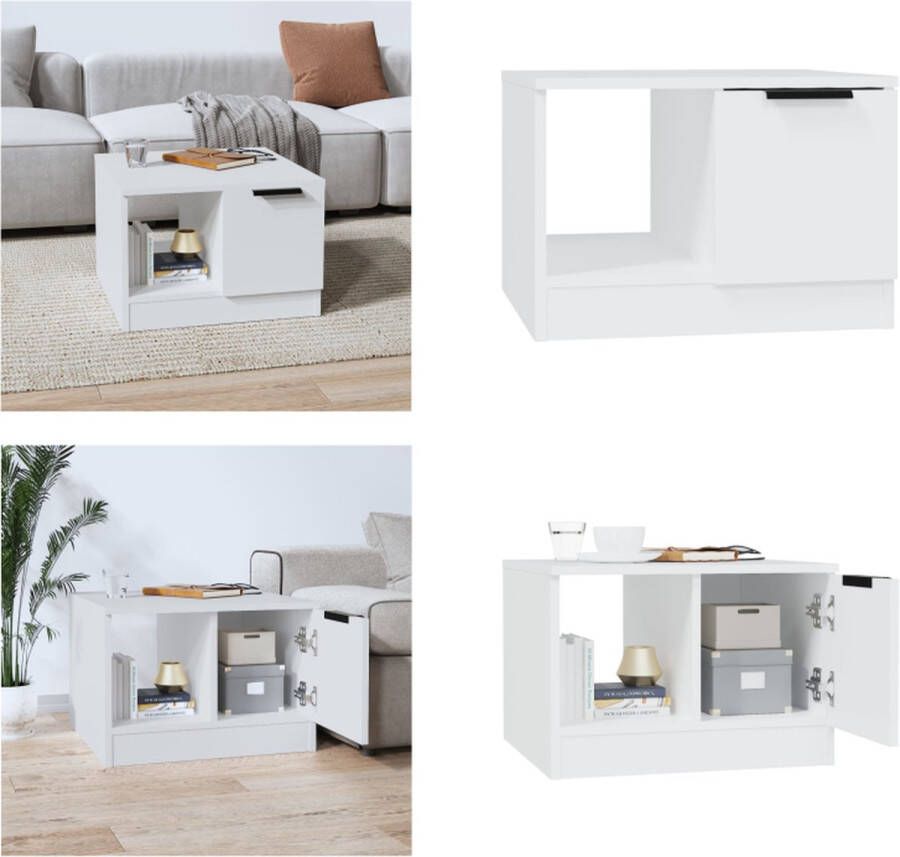 VidaXL Salontafel 50x50x36 cm bewerkt hout wit Salontafel Salontafels Bijzettafel Tafel - Foto 1