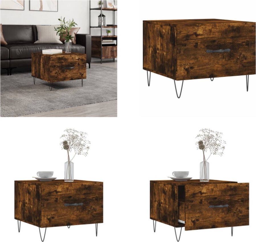 VidaXL -Salontafel-50x50x40-cm-bewerkt-hout-gerookt-eikenkleurig Salontafel Salontafels Bijzettafel Banktafel - Foto 4