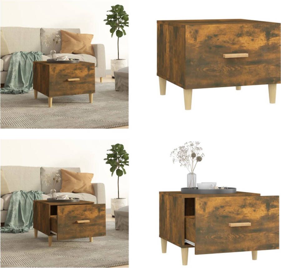 VidaXL Salontafel 50x50x40 cm bewerkt hout gerookt eikenkleurig Salontafel Salontafels Tafel Bijzettafel