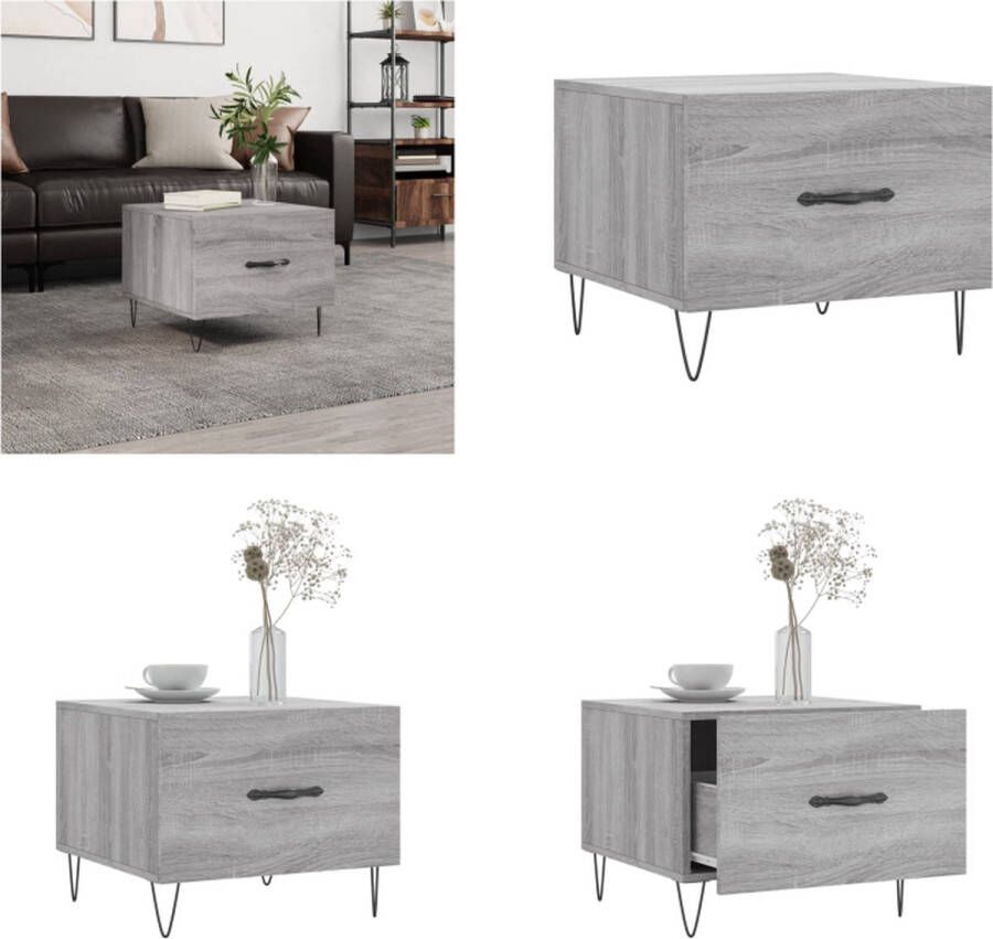 VidaXL -Salontafel-50x50x40-cm-bewerkt-hout-grijs-sonoma-eiken Salontafel Salontafels Bijzettafel Banktafel - Foto 2
