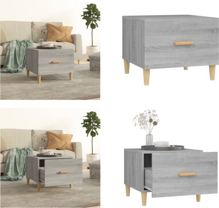 VidaXL Salontafel 50x50x40 cm bewerkt hout grijs sonoma eikenkleurig Salontafel Salontafels Tafel Bijzettafel