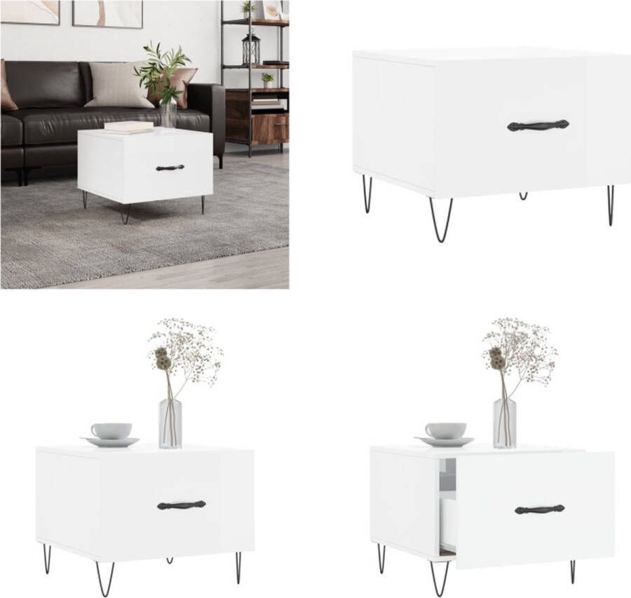 VidaXL -Salontafel-50x50x40-cm-bewerkt-hout-hoogglans-wit Salontafel Salontafels Bijzettafel Banktafel
