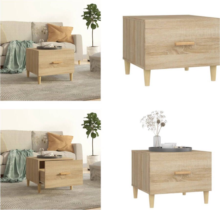VidaXL Salontafel 50x50x40 cm bewerkt hout sonoma eikenkleurig Salontafel Salontafels Tafel Bijzettafel