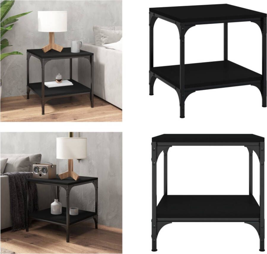 VidaXL Salontafel 50x50x40 cm bewerkt hout zwart Salontafel Salontafels Tafel Bijzettafel