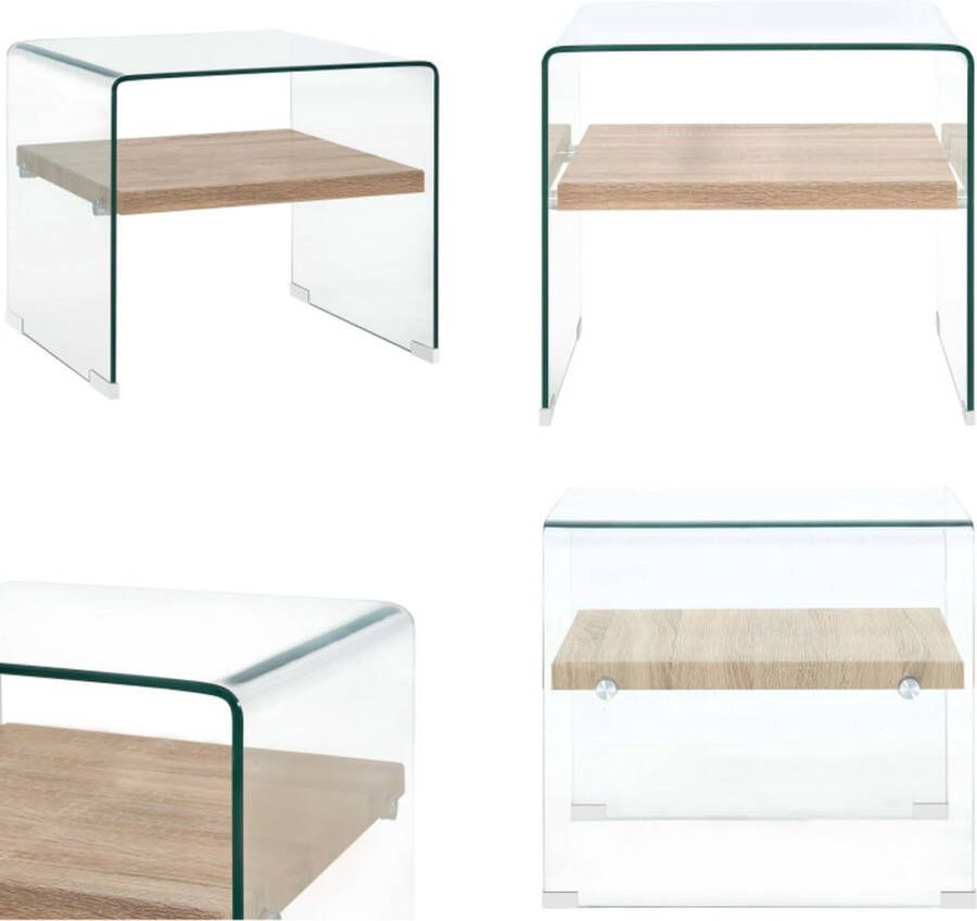 vidaXL Salontafel 50x50x45 cm gehard glas transparant Salontafel Salontafels Salon Tafel Salon Tafels