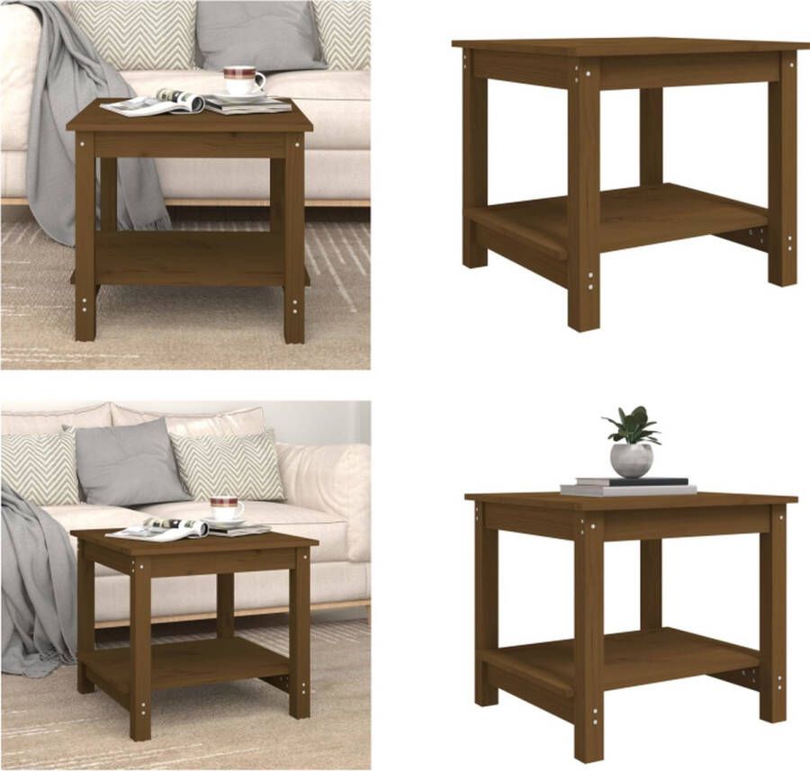 VidaXL Salontafel 50x50x45 cm massief grenenhout honingbruin Salontafel Salontafels Bijzettafel Woonkamertafel
