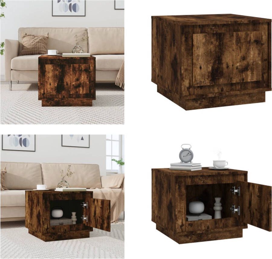 VidaXL -Salontafel-51x50x44-cm-bewerkt-hout-gerookt-eikenkleurig \salontafel Salontafels Bijzettafel Banktafel