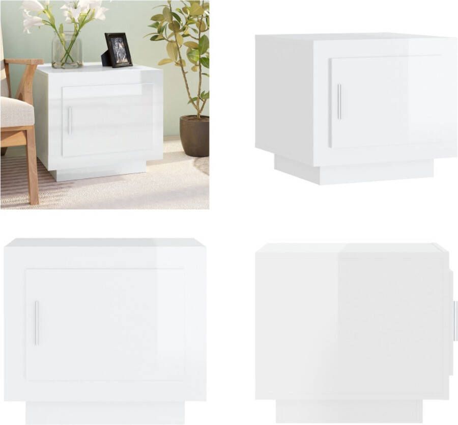VidaXL Salontafel 51x50x45 cm bewerkt hout hoogglans wit Salontafel Salontafels Bijzettafel Tafel