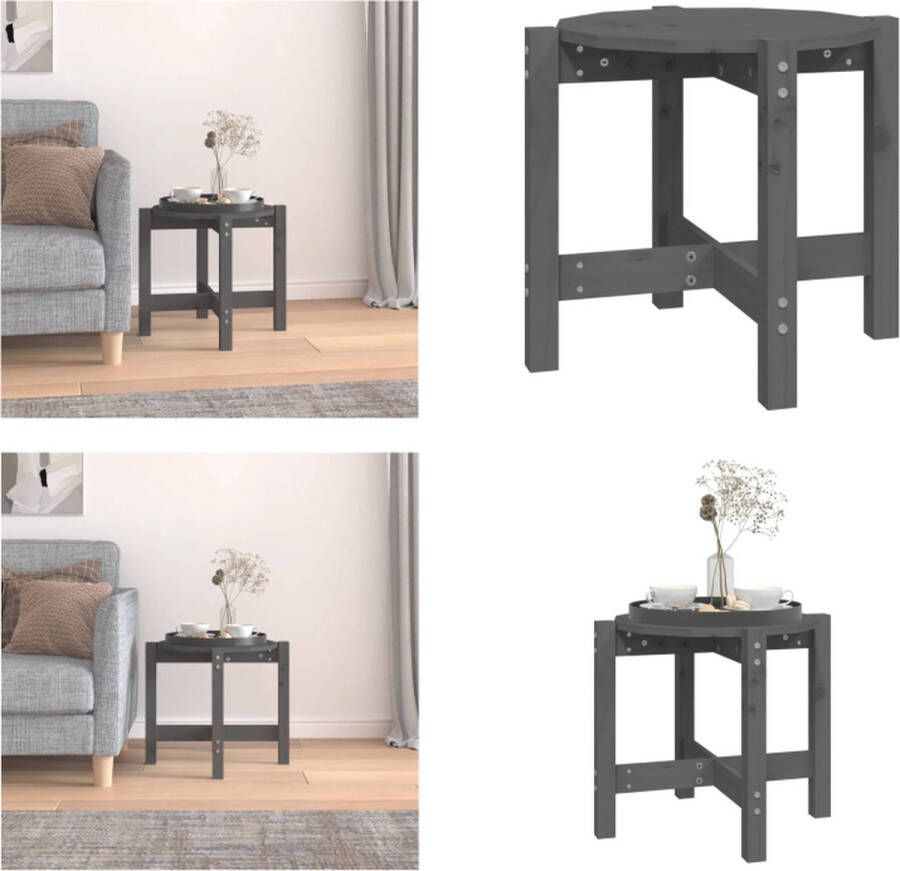 VidaXL Salontafel Ø 52 5x45 cm massief grenenhout grijs Salontafel Salontafels Tafel Bijzettafel