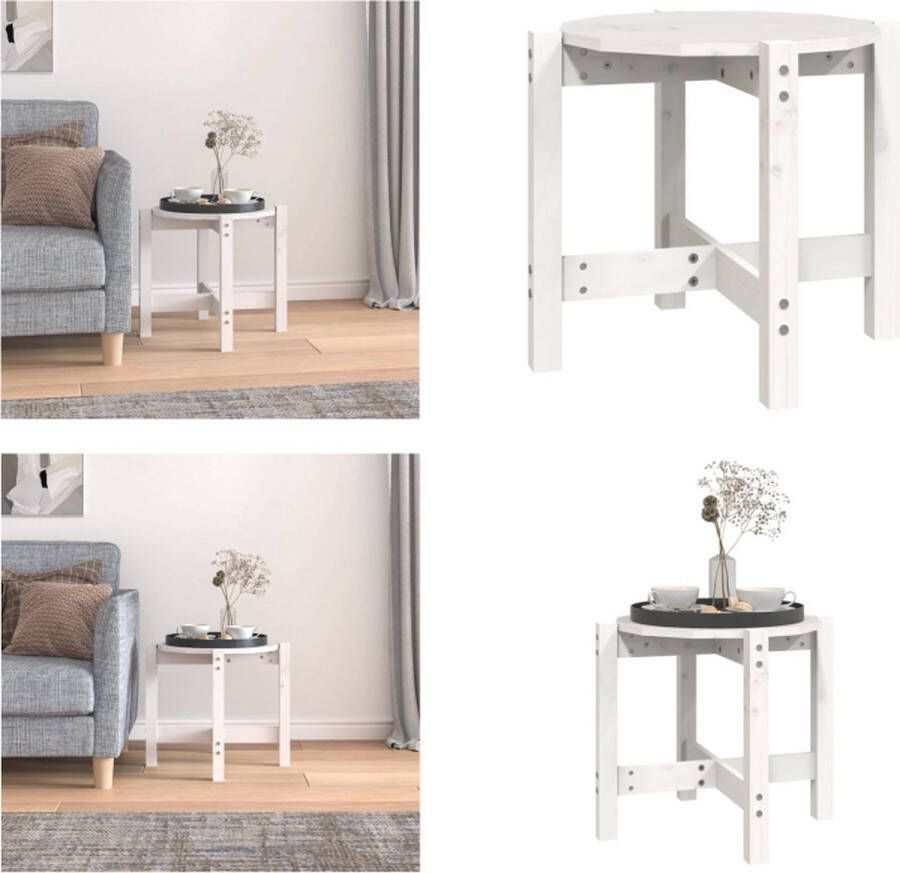 VidaXL Salontafel Ã˜ 52 5x45 cm massief grenenhout wit