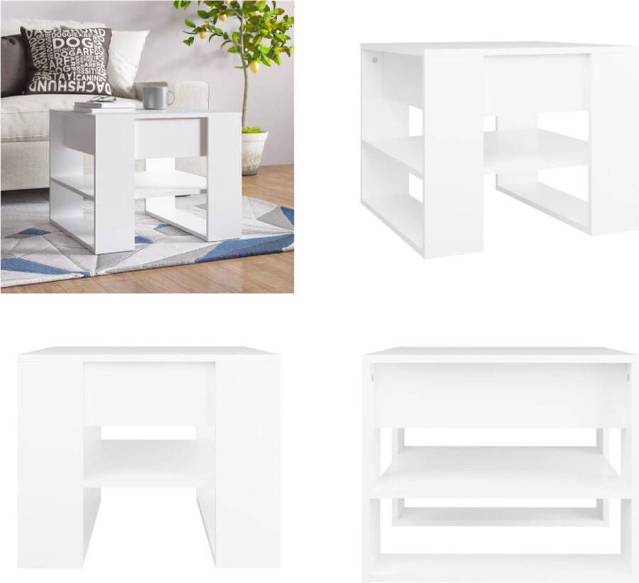 VidaXL Salontafel 55-5x55x45 cm bewerkt hout wit Salontafel Salontafels Bijzettafel Tafel