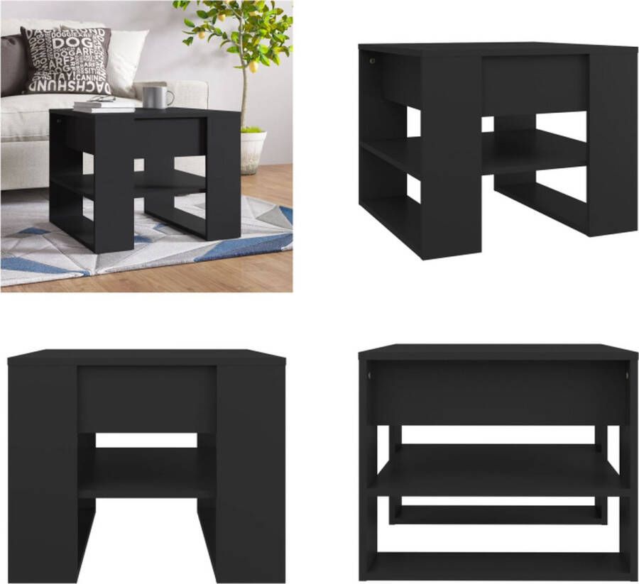 VidaXL Salontafel 55-5x55x45 cm bewerkt hout zwart Salontafel Salontafels Bijzettafel Tafel