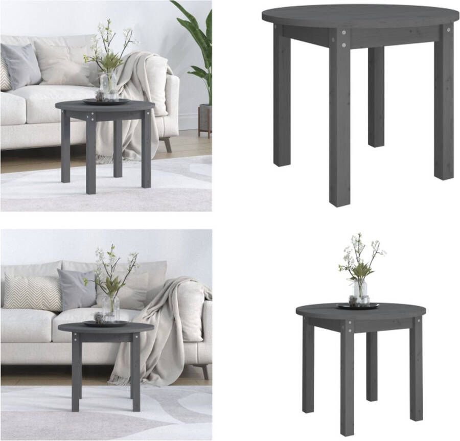 VidaXL Salontafel Ø 55x45 cm massief grenenhout grijs Salontafel Salontafels Tafel Bijzettafel