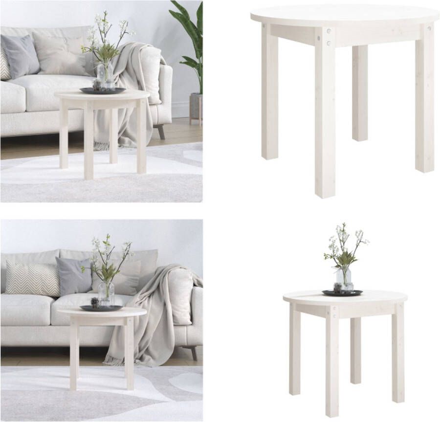 VidaXL Salontafel Ø 55x45 cm massief grenenhout wit Salontafel Salontafels Tafel Bijzettafel - Foto 2