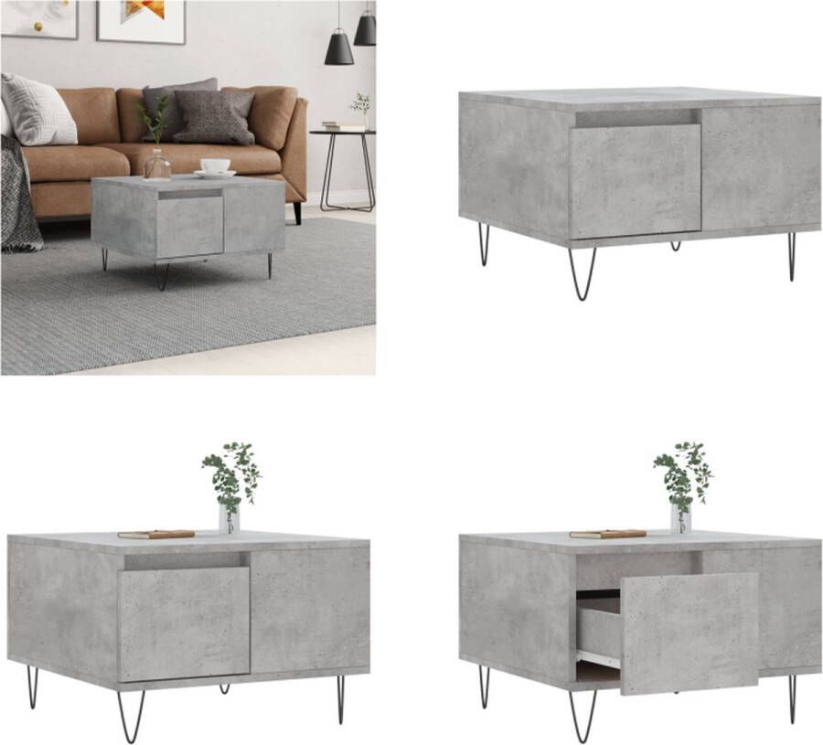 VidaXL -Salontafel-55x55x36-5-cm-bewerkt-hout-betongrijs Salontafel Salontafels Tafel Bijzettafel - Foto 2