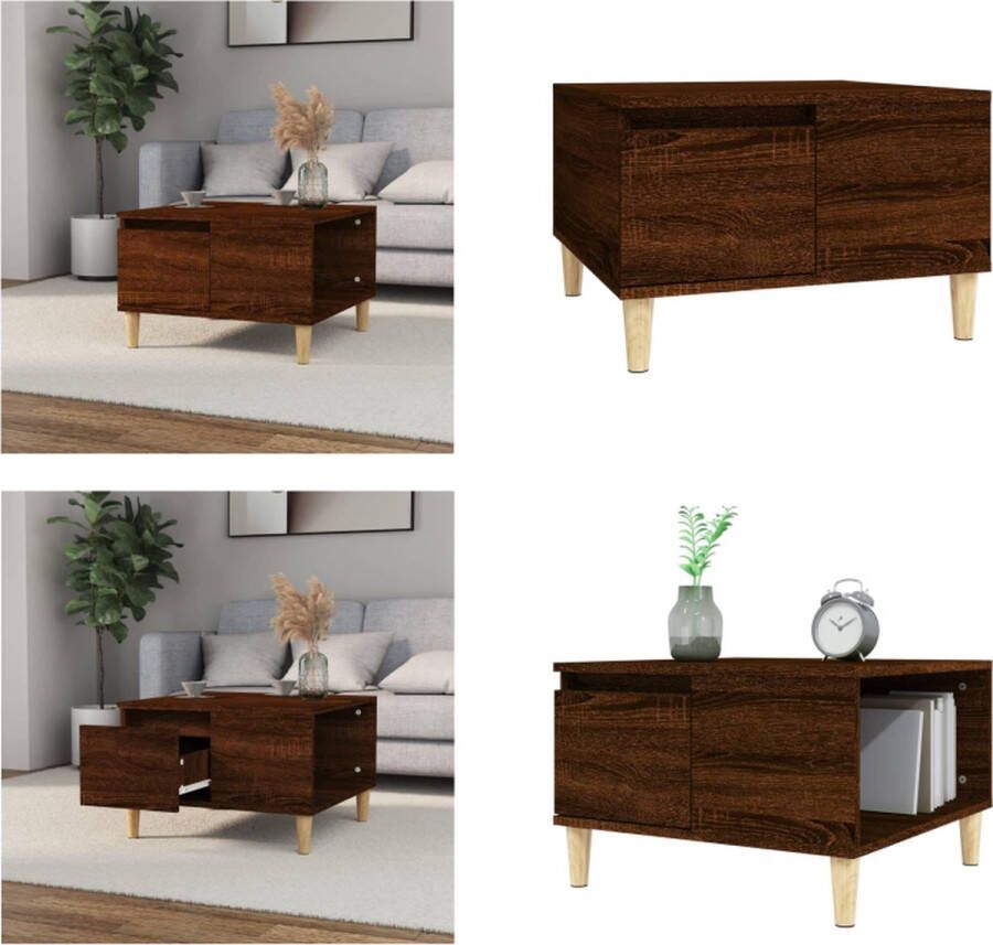 VidaXL -Salontafel-55x55x36-5-cm-bewerkt-hout-bruin-eikenkleur Salontafel Salontafels Tafel Bijzettafel - Foto 3