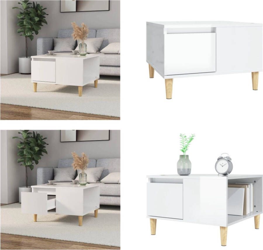 VidaXL -Salontafel-55x55x36-5-cm-bewerkt-hout-hoogglans-wit Salontafel Salontafels Tafel Bijzettafel