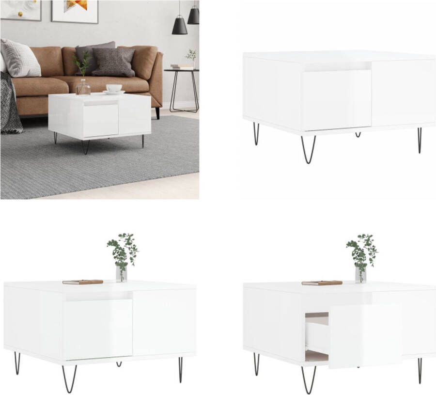 VidaXL -Salontafel-55x55x36-5-cm-bewerkt-hout-hoogglans-wit Salontafel Salontafels Tafel Bijzettafel