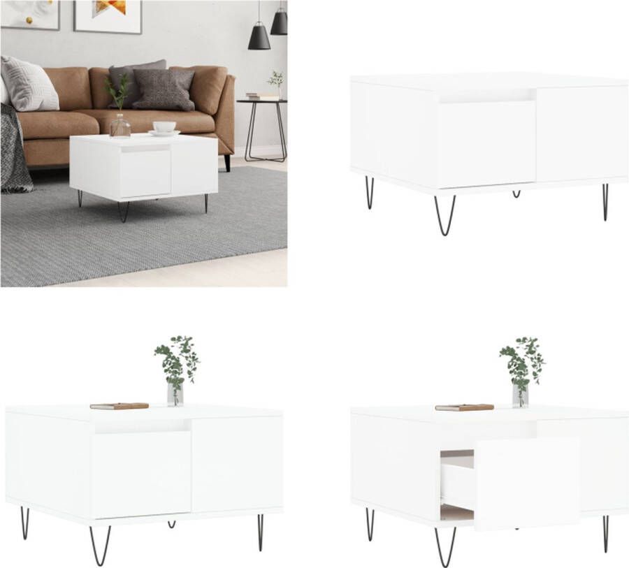 VidaXL -Salontafel-55x55x36-5-cm-bewerkt-hout-wit Salontafel Salontafels Tafel Bijzettafel - Foto 3